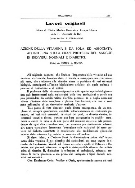 Folia medica periodico trimensile di patologia e clinica medica