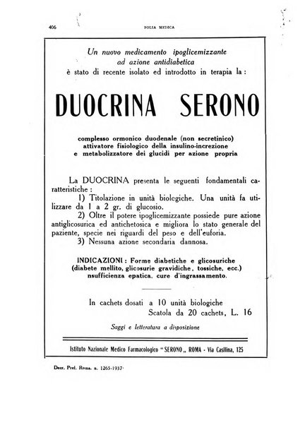 Folia medica periodico trimensile di patologia e clinica medica