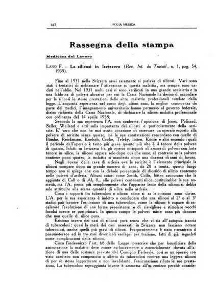 Folia medica periodico trimensile di patologia e clinica medica