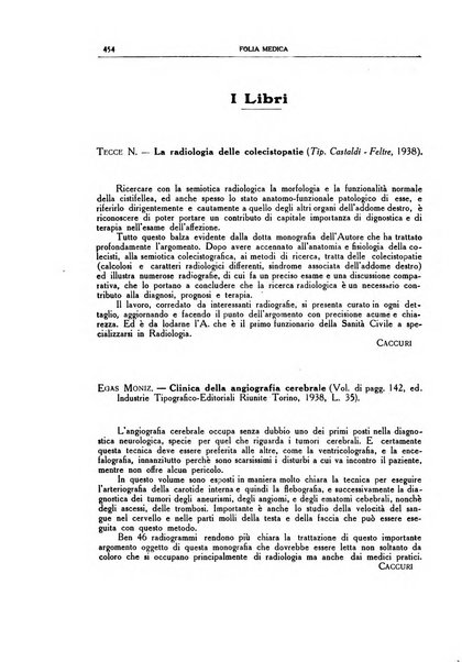 Folia medica periodico trimensile di patologia e clinica medica