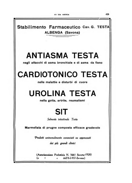 Folia medica periodico trimensile di patologia e clinica medica