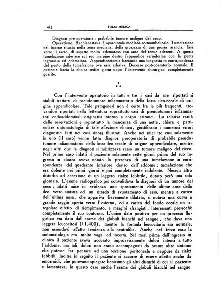 Folia medica periodico trimensile di patologia e clinica medica