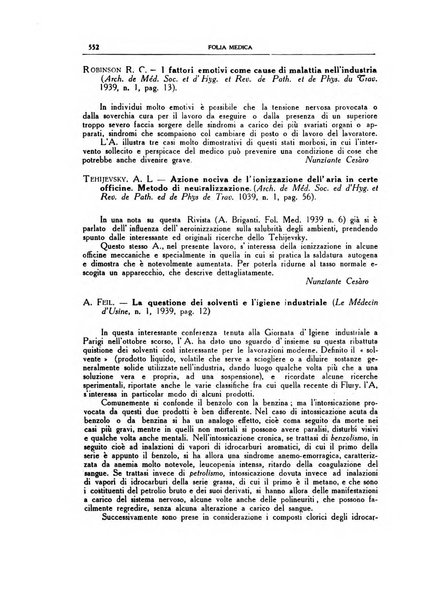 Folia medica periodico trimensile di patologia e clinica medica