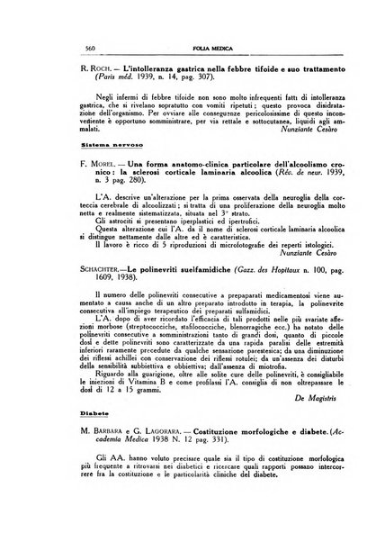 Folia medica periodico trimensile di patologia e clinica medica