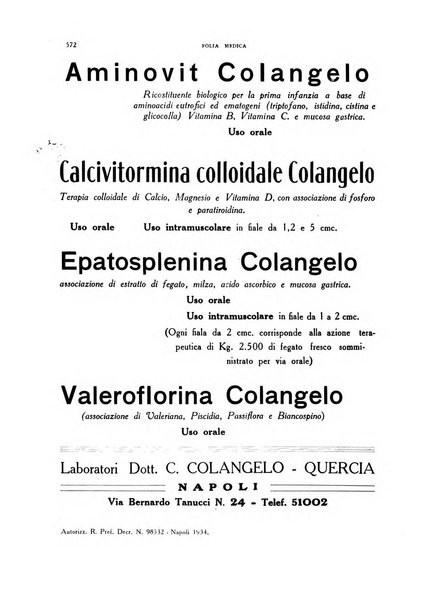 Folia medica periodico trimensile di patologia e clinica medica