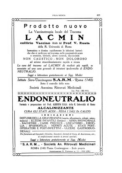 Folia medica periodico trimensile di patologia e clinica medica