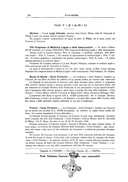 Folia medica periodico trimensile di patologia e clinica medica