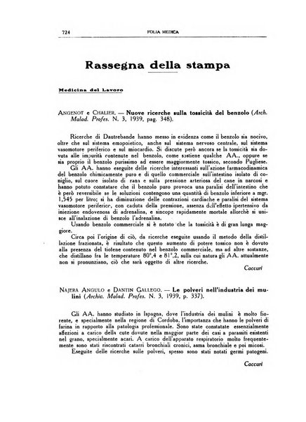 Folia medica periodico trimensile di patologia e clinica medica