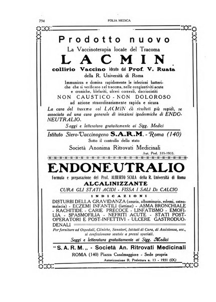 Folia medica periodico trimensile di patologia e clinica medica