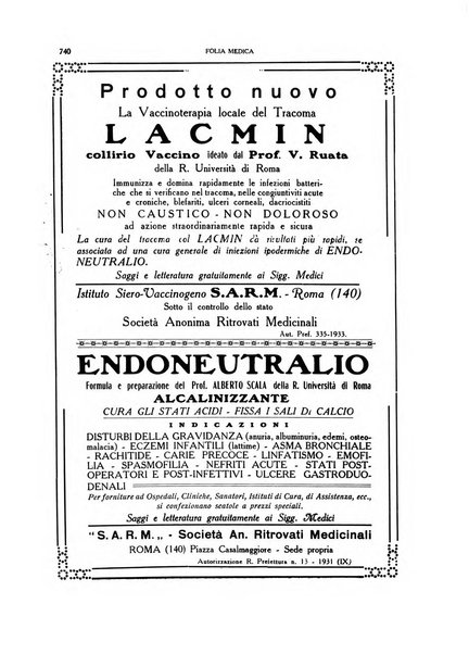 Folia medica periodico trimensile di patologia e clinica medica