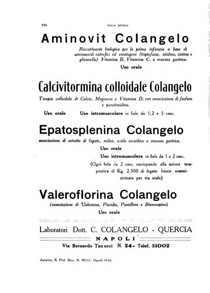 Folia medica periodico trimensile di patologia e clinica medica