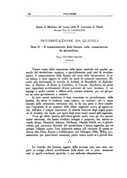 Folia medica periodico trimensile di patologia e clinica medica