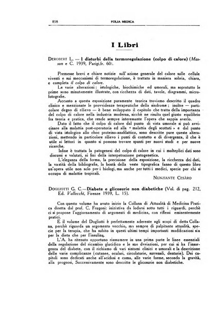 Folia medica periodico trimensile di patologia e clinica medica