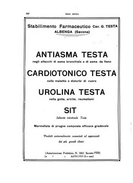 Folia medica periodico trimensile di patologia e clinica medica