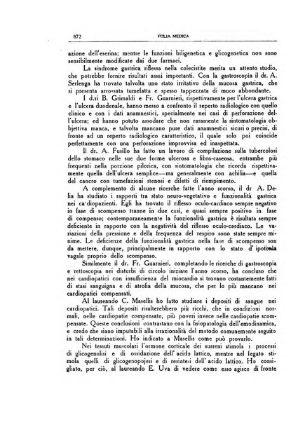 Folia medica periodico trimensile di patologia e clinica medica