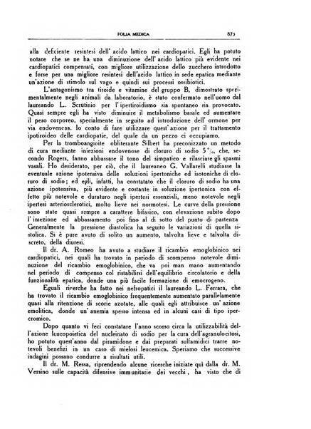 Folia medica periodico trimensile di patologia e clinica medica