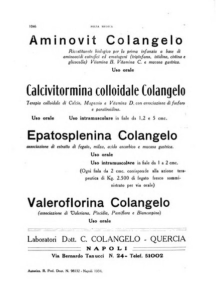 Folia medica periodico trimensile di patologia e clinica medica