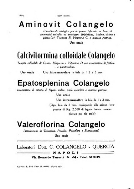 Folia medica periodico trimensile di patologia e clinica medica