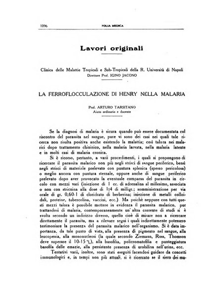 Folia medica periodico trimensile di patologia e clinica medica