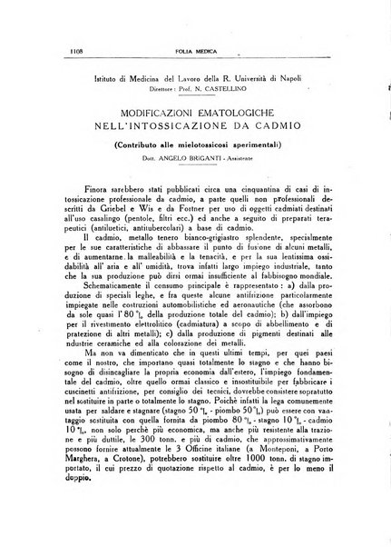 Folia medica periodico trimensile di patologia e clinica medica