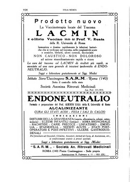 Folia medica periodico trimensile di patologia e clinica medica