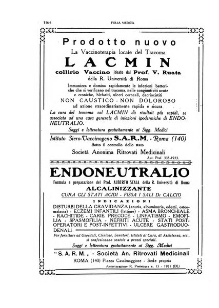 Folia medica periodico trimensile di patologia e clinica medica