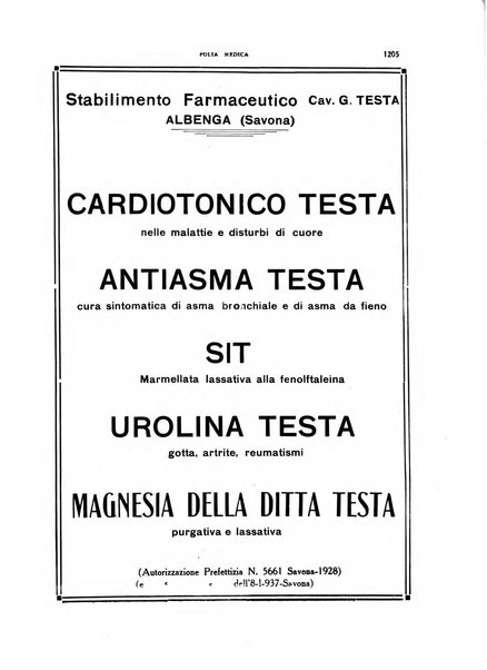 Folia medica periodico trimensile di patologia e clinica medica