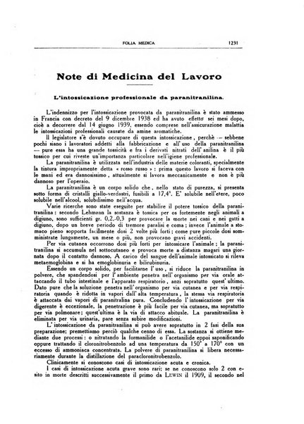 Folia medica periodico trimensile di patologia e clinica medica