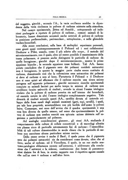 Folia medica periodico trimensile di patologia e clinica medica