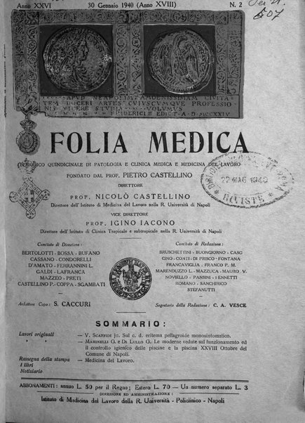 Folia medica periodico trimensile di patologia e clinica medica