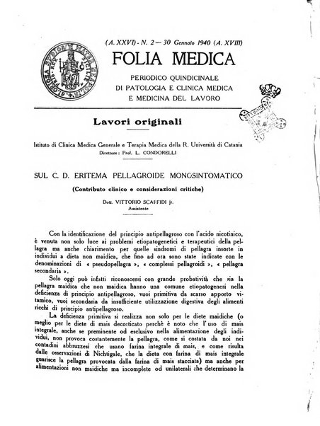 Folia medica periodico trimensile di patologia e clinica medica