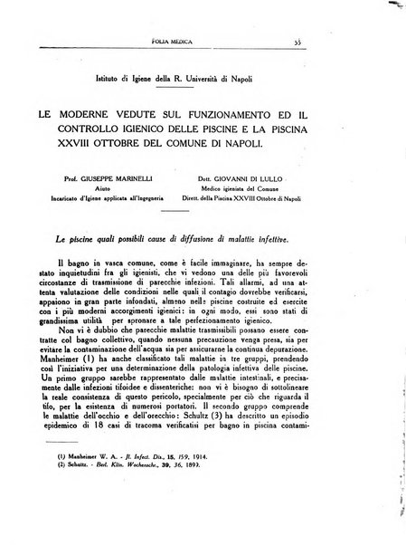 Folia medica periodico trimensile di patologia e clinica medica