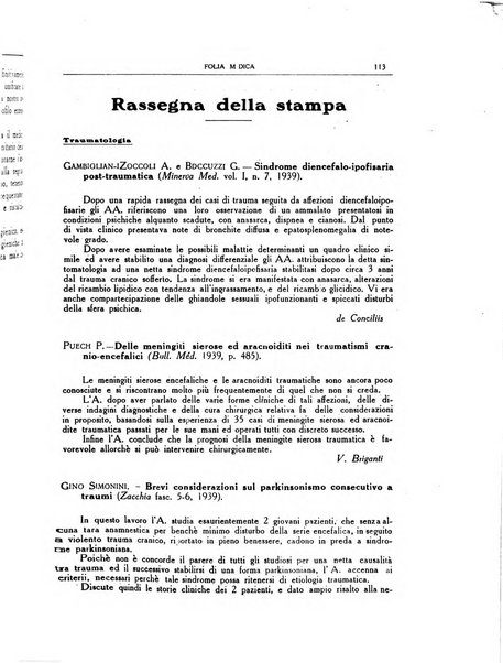 Folia medica periodico trimensile di patologia e clinica medica