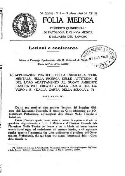 Folia medica periodico trimensile di patologia e clinica medica