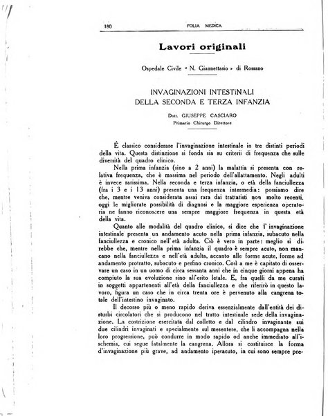 Folia medica periodico trimensile di patologia e clinica medica