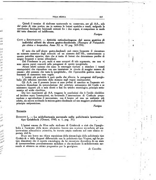 Folia medica periodico trimensile di patologia e clinica medica