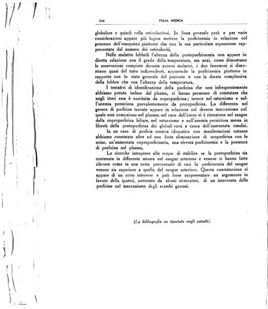 Folia medica periodico trimensile di patologia e clinica medica