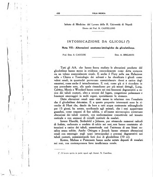 Folia medica periodico trimensile di patologia e clinica medica