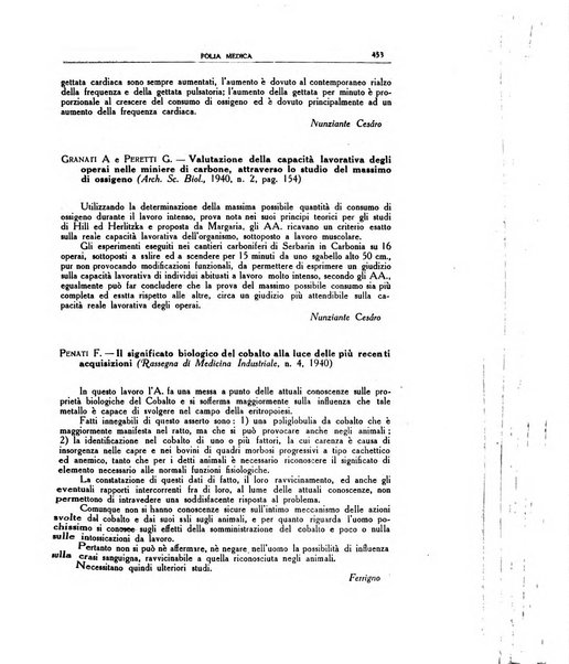 Folia medica periodico trimensile di patologia e clinica medica