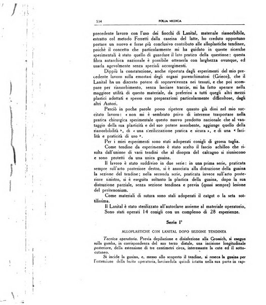 Folia medica periodico trimensile di patologia e clinica medica