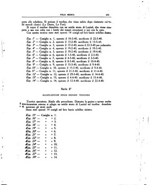 Folia medica periodico trimensile di patologia e clinica medica