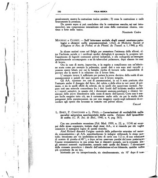 Folia medica periodico trimensile di patologia e clinica medica