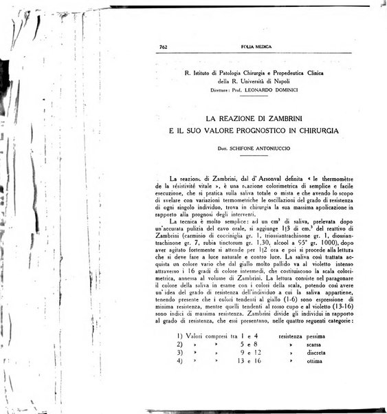 Folia medica periodico trimensile di patologia e clinica medica