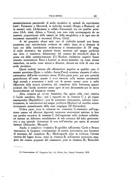 Folia medica periodico trimensile di patologia e clinica medica