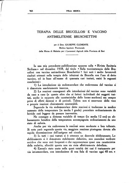 Folia medica periodico trimensile di patologia e clinica medica