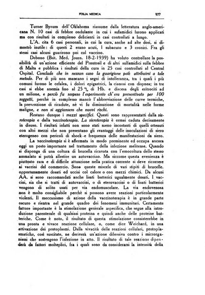 Folia medica periodico trimensile di patologia e clinica medica