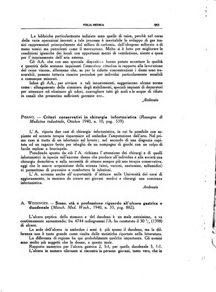 Folia medica periodico trimensile di patologia e clinica medica