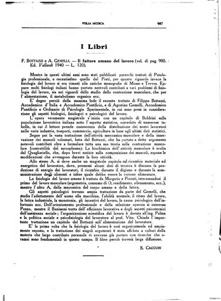 Folia medica periodico trimensile di patologia e clinica medica