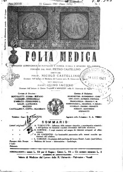 Folia medica periodico trimensile di patologia e clinica medica