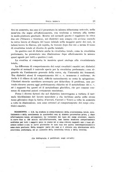 Folia medica periodico trimensile di patologia e clinica medica